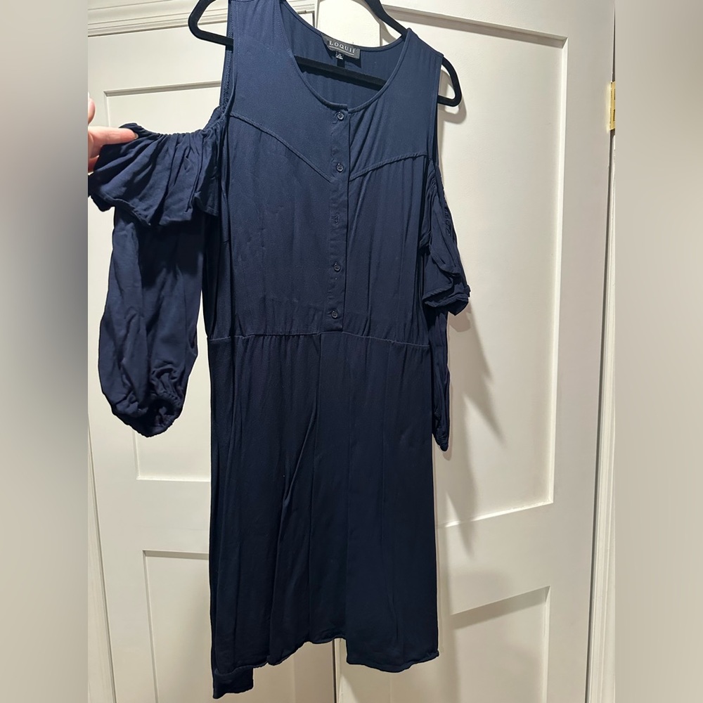 Eloquii Navy Cold Shoulder Dress Sz 22 - Picture 2 of 6